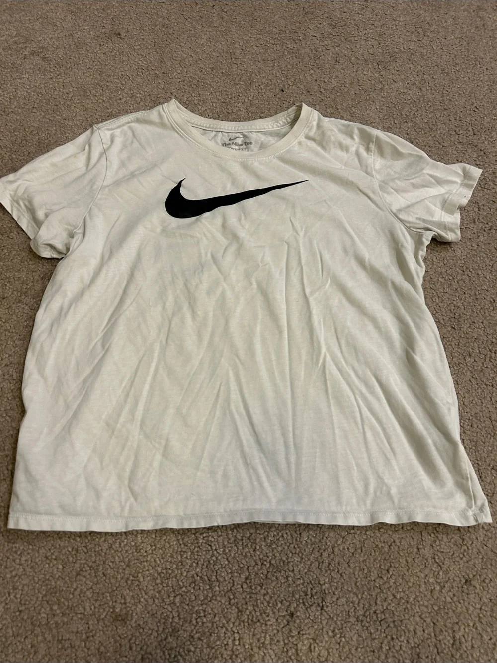 Nike White Tee with Black Swoosh Logo
